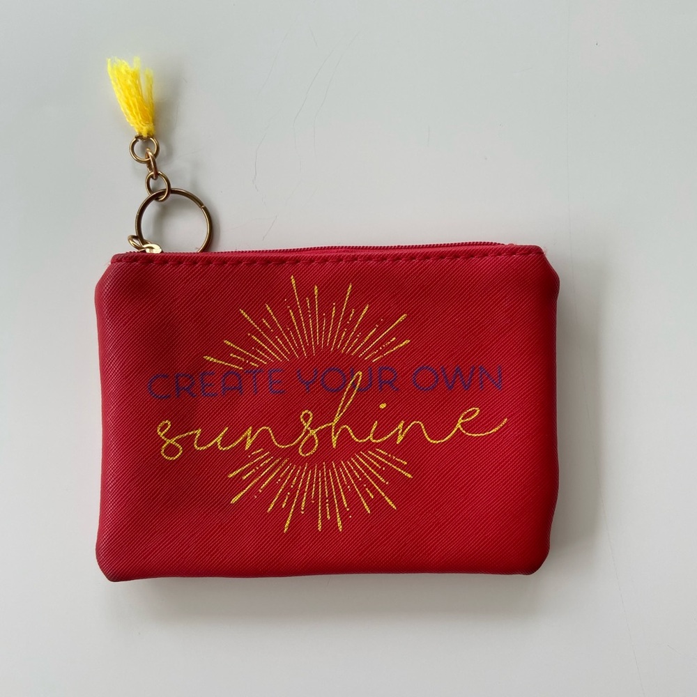 Unbranded “Create your own Sunshine”, Faux Leather Pouch, Red Change-Purse